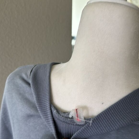 NWOT Free People Crew Neck Sweatshirt Sleeve Pocket Blue Oversized Movement Gym - Picture 11 of 13